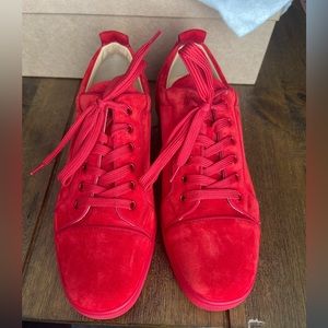 Christian Louboutin Men’s Red Velvet Sneakers - Size 9.5 US